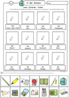 Vorschau - Arbeitsblätter - Lesen und kleben Klasse 1, DaZ, Leseübung Wortschatz Schule, Schulmaterial, Lernwörter zum Lesenlernen - Seite 2