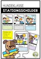 Vorschau - Präsentationen/Tafelbilder - Stationsschilder für Stehrahmen – Stationenbetrieb - Hundeklasse - Deckblatt