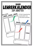 Vorschau - Lehrpläne/Lehrermaterial - Ewiger Lehrerkalender in DINA4 - individuell beschriftbar - Deckblatt