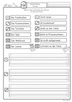 Vorschau - Arbeitsblätter - Würfelsätze zum Thema Schule, 1. Klasse , 2. Klasse Sätze schreiben - Seite 1