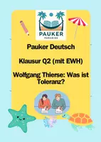 Vorschau - Prüfungsvorbereitung - Pauker Deutsch - Klausur Q2 (EWH) - Wolfgang Thierse, Was ist Toleranz? - Deckblatt