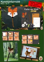 Vorschau - Mal- und Bastelvorlagen - Fuchs am Stiel Kunst Klasse 1-4 Digital Herbst Fuchsklasse - Deckblatt
