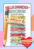 Vorschau - Arbeitsblätter - Fähnchen für Stifte Bleistift Wimpel Klasse 5 Willkommensgeschenk Bleistiftfahne Schulanfang - Deckblatt