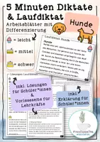 Vorschau - Arbeitsblätter - 5 Minuten Diktate und Laufdiktate "Hunde" mit Differenzierung #48 - Deckblatt