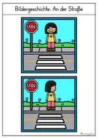 Vorschau - Arbeitsblätter - Bildergeschichte: Verkehrserziehung (Zebrastreifen) - Seite 1