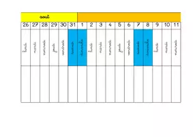 Aperçu - Affichage - Poutre du temps 2024 - 2025 (calendrier belge francophone) - Page 1