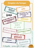 Aperçu - Affichage - Emploi du temps cycle 2 et 3 - Page de couverture