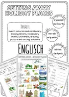 Vorschau - Arbeitsblätter - Vocabulary Holiday places: camping, hotel, lake, museum, zoo ... - Deckblatt
