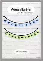 Vorschau - Mal- und Bastelvorlagen - Wimpelkette Herzlichen Glückwunsch - Deckblatt