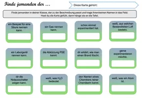 Vorschau - Arbeitsblätter - Kennenlern-Spiel: Anfangsunterricht Chemie - Seite 1