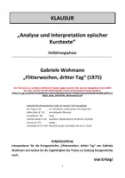 Vorschau - Unterrichtsreihen - Kurzgeschichten (EF): Klausur "Flitterwochen ..." Wohmann - Seite 1