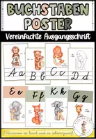 Vorschau - Poster - Vereinfachte Ausgangsschrift - Buchstabenposter mit Tieren - Deckblatt