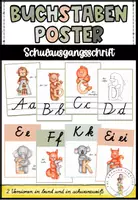 Vorschau - Poster - Schulausgangsschrift - Buchstabenposter bzw. Lautplakate mit Tieren - Deckblatt