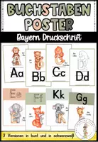Vorschau - Poster - Bayern Druckschrift - Buchstabenposter bzw. Lautplakate mit Tieren - Deckblatt