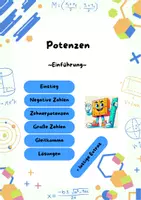 Vorschau - Stundenentwürfe - Mathematik: Potenzen Merktexte + Aufgaben + Lösungen - Deckblatt