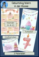 Vorschau - Poster - 🎉 Geburtstag in der Grundschule feiern – liebevoll gestaltetes Deko-Set für deine Klasse🎂 - Deckblatt