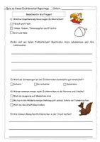 Vorschau - Arbeitsblätter - Eichhörnchen: Quiz zu Annas Reportage (mit Lösung) - Deckblatt