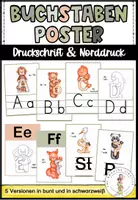 Vorschau - Poster - Druckschrift & Norddruck - Buchstabenposter bzw. Lautplakate mit Tieren - Deckblatt
