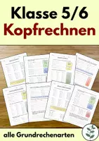 Vorschau - Arbeitsblätter - Kopfrechnen Klasse 5 und 6 - alle Grundrechenarten - Deckblatt