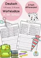 Vorschau - Arbeitsblätter - Würfelsätze zum Thema Schule, 1. Klasse , 2. Klasse Sätze schreiben - Deckblatt