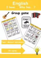 Vorschau - Arbeitsblätter - I have, who has? “Musical instruments” - Lesespiel Englisch (Ich habe, wer hat?) - Deckblatt