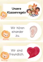 Vorschau - Merkblätter - Klassenregeln „Löwenklasse“ – für ein friedliches Miteinander im Klassenzimmer mit dem Klassentier Löwe - Seite 1