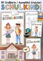 Vorschau - Mal- und Bastelvorlagen - Schuljahresanfang 🏫💌 / Schulstart - Karten, Poster & Geschenke PAKET - Seite 1