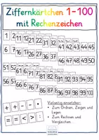 Vorschau - Stationenlernen - Ziffernkärtchen Zahlenkärtchen 1-100 mit Rechenzeichen - Deckblatt