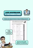Vorschau - Merkblätter - Liste mit kostenlosen KI-Bildgeneratoren für den Unterricht - Deckblatt