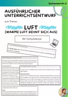 Vorschau - Stundenentwürfe - Ausführlicher Unterrichtsentwurf: Luft (Warme Luft dehnt sich aus), Sachunterricht Klasse 2 - Deckblatt