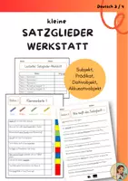 Vorschau - Arbeitsblätter - Satzglieder-Werkstatt (Subjekt, Prädikat, Dativ- und Akkusativobjekt) - Deckblatt