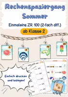 Vorschau - Arbeitsblätter - Rechenspaziergang Sommer Einmaleins (2-fach diff.) - Deckblatt