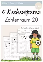 Vorschau - Arbeitsblätter - Fußball: 5 Rechenspuren (ZR 20) - 6-fach differenziert - Deckblatt