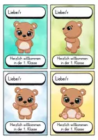 Vorschau - Bildkarten - Begrüßungskärtchen - Bär für die Bärklasse - Willkommensgruß - Seite 1