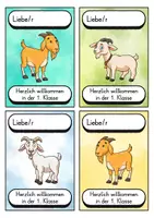 Vorschau - Bildkarten - Begrüßungskärtchen - Ziege für die Ziegenklasse - Willkommensgruß - Seite 1