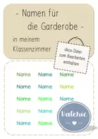 Vorschau - Anderer Materialtyp - Klassenzimmer einrichten - Namen für die Garderobe - Deckblatt