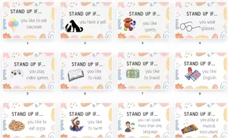 Vorschau - Spiele - Stand up if.. - Kennlernspiel Englischunterricht - Deckblatt