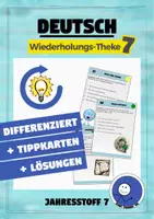 Vorschau - Arbeitsblätter - Wiederholung Deutsch: Klasse 7 (mit 44 Aufgaben zu wichtigen Themen) - Deckblatt