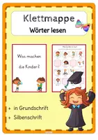 Vorschau - Stationenlernen - Lesen auf Wortebene - Klettmappe erste Verben DaZ - Deckblatt