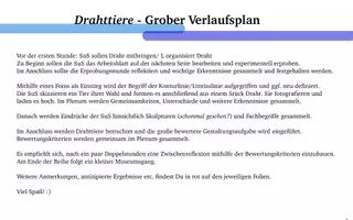 Vorschau - Unterrichtsreihen - Kunst, Drahttiere, Mittelstufe 8-10, Plastik - Seite 1