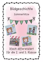 Vorschau - Arbeitsblätter - Bildgeschichte Sommerhitze - Deckblatt