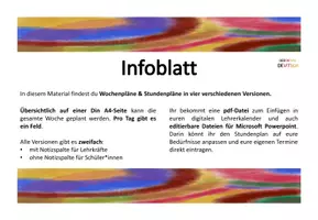Vorschau - Lehrpläne/Lehrermaterial - Lehrerkalender Teil 2: editierbare Wochenplanung + Stundenplan - Seite 1