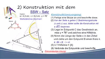 Vorschau - Präsentationen/Tafelbilder - Dreieckskonstruktion SSW-Satz; SsW-Satz neu - Seite 3