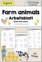 Vorschau - Arbeitsblätter - Farm animals Bauernhoftiere Arbeitsblatt - Englisch - Deckblatt