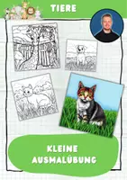 Vorschau - Mal- und Bastelvorlagen - Kleine Tier-Ausmalübung für Grundschüler - Deckblatt
