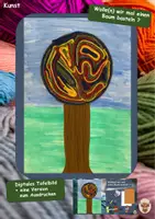 Vorschau - Mal- und Bastelvorlagen - Wolle Baum Kunst Klasse 2-4 Digitales Tafelbild - Deckblatt