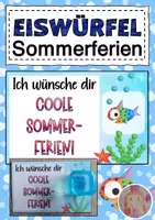 Vorschau - Mal- und Bastelvorlagen - Eiswürfel - Grüße zu den Sommerferien - Deckblatt