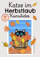 Vorschau - Mal- und Bastelvorlagen - Kunst im Herbst: Katze im Herbstlaub Collage - Seite 1
