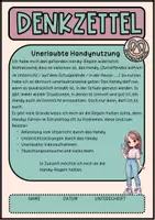 Vorschau - Text - Denkzettel - unerlaubte Handynutzung - Handytext - Seite 1