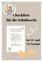 Vorschau - Merkblätter - KOSTENLOS! Checkliste für das Einpacken der Schultasche - Deckblatt